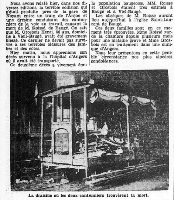 Baugé collision draisine le 25 septembre 1935 491179 - Ouest Eclair Rennes Anjou du 27.jpg