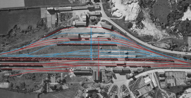 Argent sur Sauldre gare vue air 1951.png