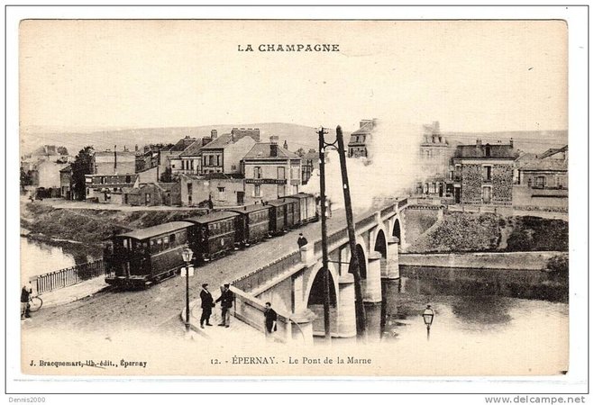 51 - EPERNAY  - Le Pont de la Marne - TRAIN en MARCHE -.jpg