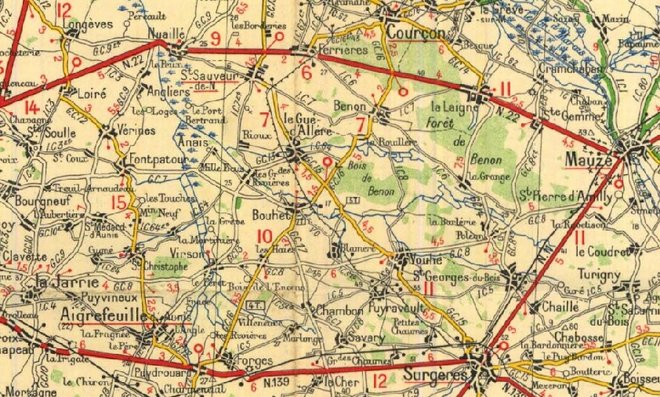 1 Surgères - Ferrières-d'Aunis (Michelin 1930).jpg