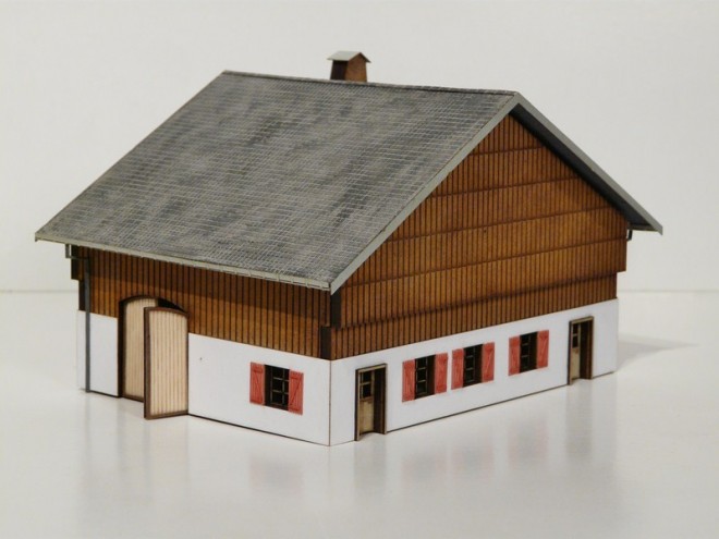 Maquette carton, maquette en carton, maquette carton imprimé, ferme comtoise, maquette enfant, maquette junior, maquette ferme, ferme HO, ferme 87, 1.JPG