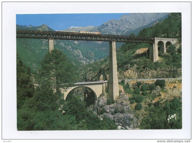 2B.18 CORSE LE PONT DE VECCHIO SurmontÃ© du Grand Viaduc du Chemin de Fer.jpg