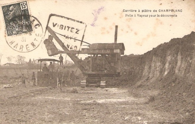 16 - CHAMPBLANC Carrière à plâtre Pelle à vapeur pour la découverte.jpg