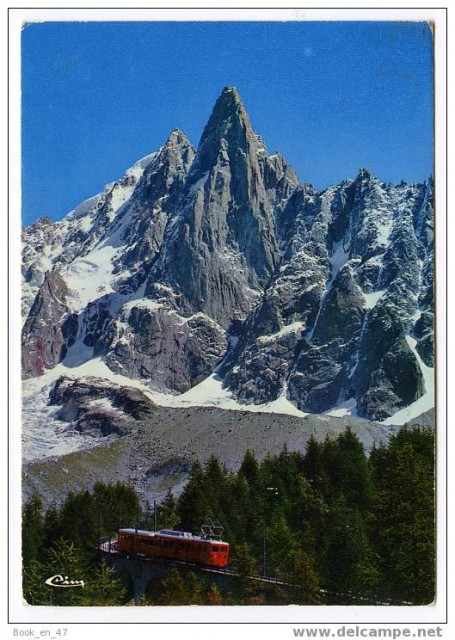 74 Haute Savoie Chamonix Mont Blanc , le petit train du Montenvers , le Dru , en 1989.jpg