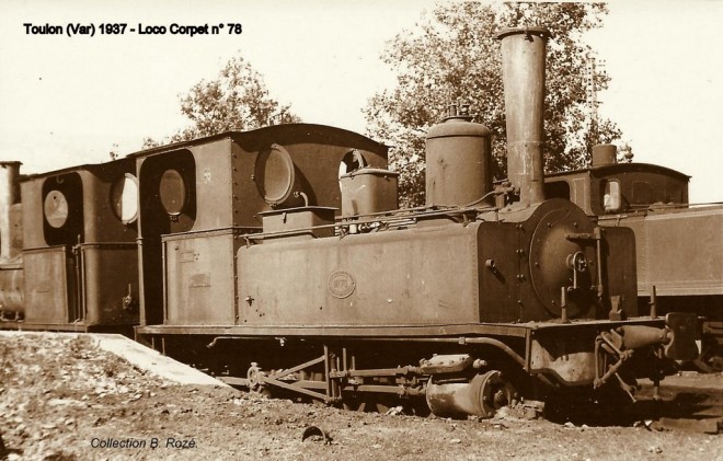 06 - Locomotive-tender 030T n°78, construite par Corpet à La Courneuve, vue à Toulon (Var) en 1937..jpg