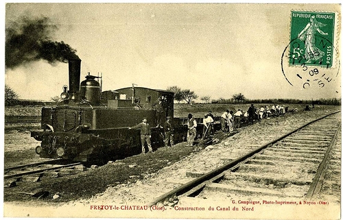 Fretoy-le-Chateau Travaux du Canal du Nord Loco Cie Chantier bennes
