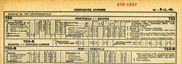 1937 PLM Chaix Sens-Eggreville