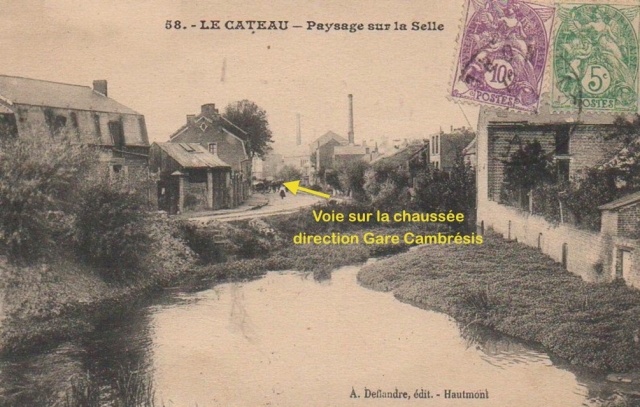 04 Cambrésis Le Cateau Rue des Digues Vue du Pont Voie vers Gare Coll Dufi