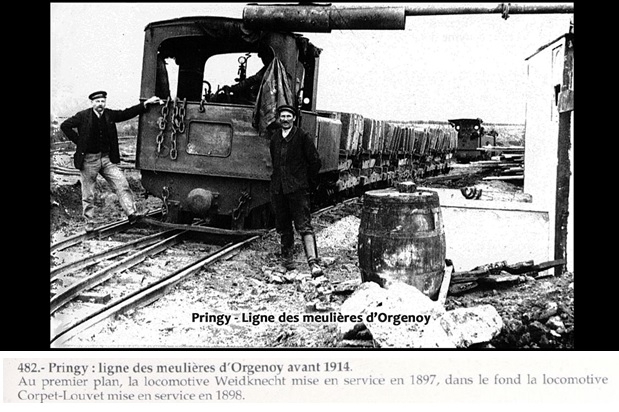 Ligne des meulieres d'Orgenoy avant 1914.