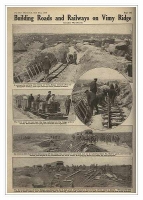May 1917 issue of British propaganda paper The War Illustrated shows field railway construction on the British section of the Allied front, at Vimy