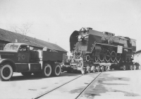 Gelsa Chapelon 242 n°4 Transport pour essai RB 13.02.1954 Tiré-Poussé 2 tracteur White de 220 CV Gare de La Brohinière