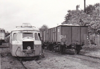 CFD Seine Marne Souppes sur le Loing Billard A80d n0705 (90 cv, 1939) à droite Voies à 4 Files de Rail pour la Desserte de la Sucrerie de Montuffé 10.1953 Photo R. Brugier BVA