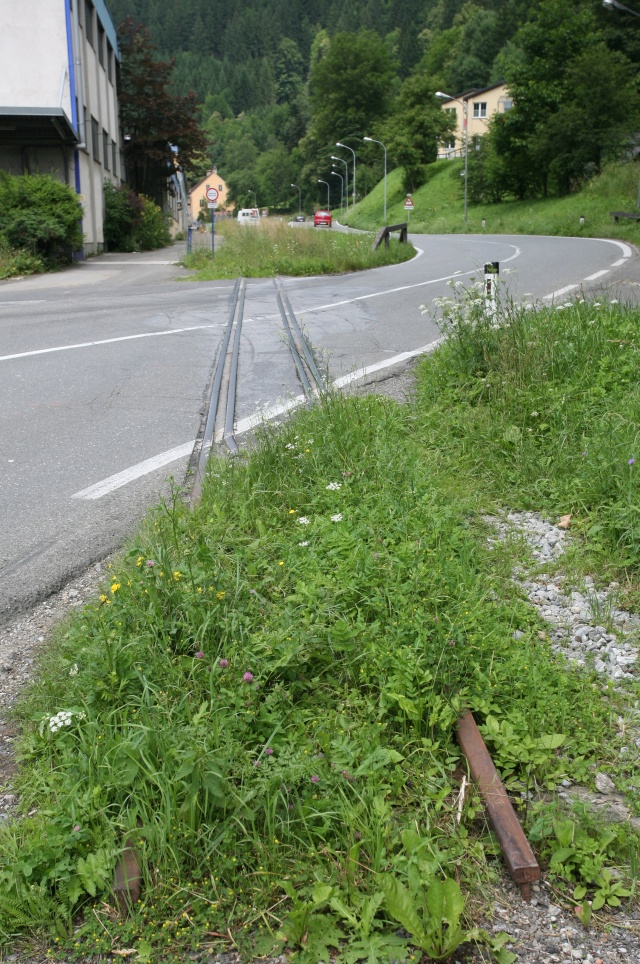 Au niveau d'une usine de la vallée il reste la voie au niveau des 2 traversées de la route fédérale