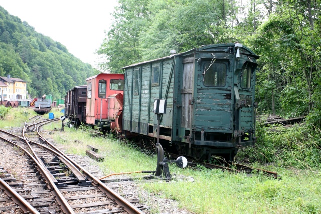 Le wagon désherbeur BEW 2 sur la nouvelle voie de garage de Kienberg-Gaming