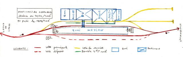 Plan schématique de la gare de Mont-Louis - La cabanasse